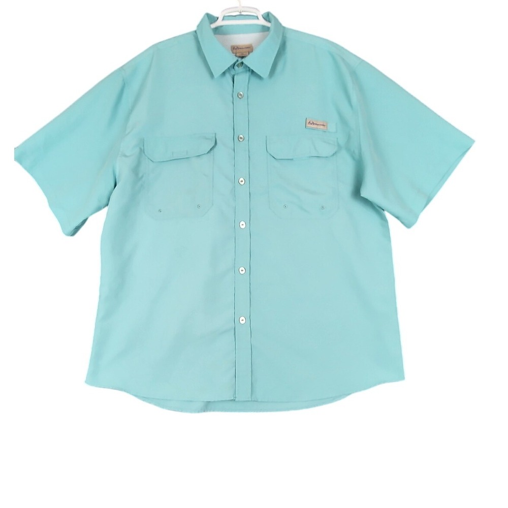 RealTree XXL Fishing Shirt Outdoor Short Sleeve Vented Breathable Aqua Blue